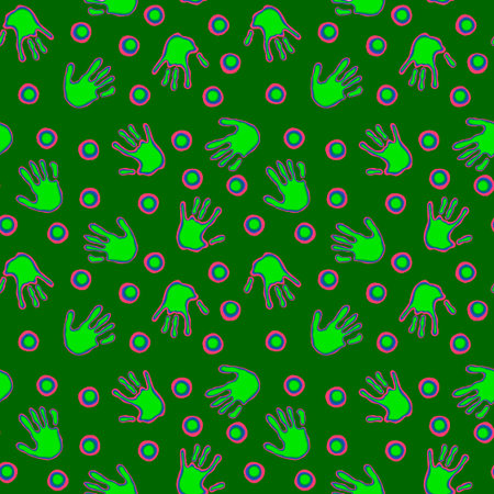 Handprint seamless team work pattern for school and fabrics and kids and hobbies and wrapping paper and notebooks and clothes print. High quality illustrationの写真素材