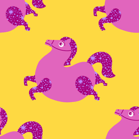 New year animals seamless Christmas horses pattern for wrapping paper and party accessories and kids clothes print and fashion textilesの写真素材