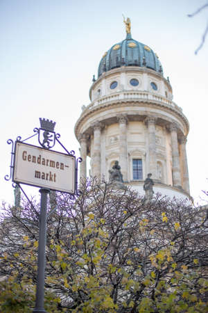 View of French Cathedral on Gendarmen markt square. Gendarmenmarkt, historic.の写真素材