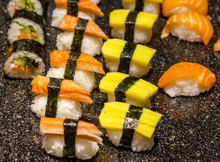 Sushi and Rolls closeupの写真素材