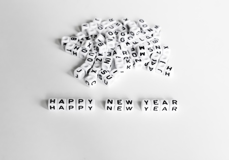 Happy New Year design element in black and white for calendar, greeting cards, sales stickersの写真素材