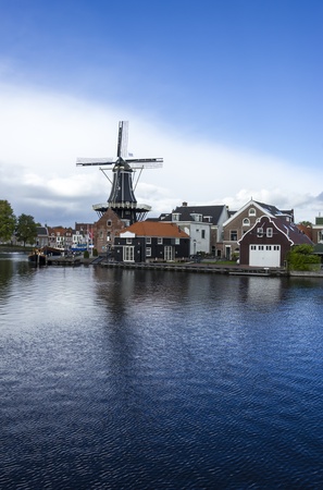 Picturesque landscape with windmill. Haarlem, Hollandの写真素材