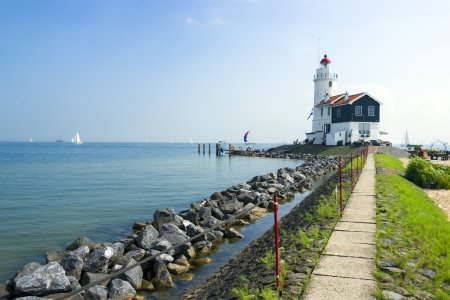 The road to lighthouse, Marken, the Netherlandsの写真素材