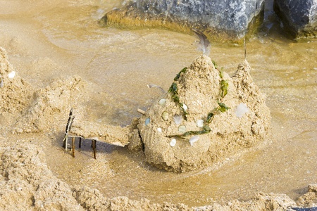 Sand Castle on the Beach, Netherlandsの写真素材