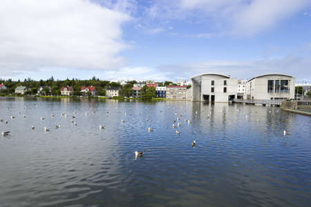 Pond in central Reykjavikの写真素材