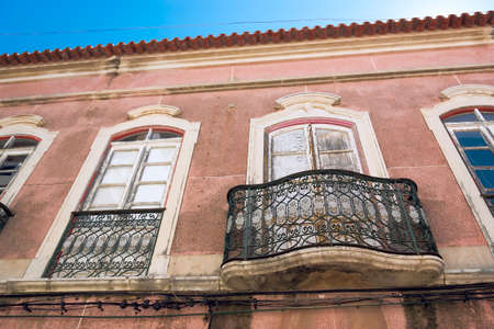 facade of the house in historic center of Faro Portugal.