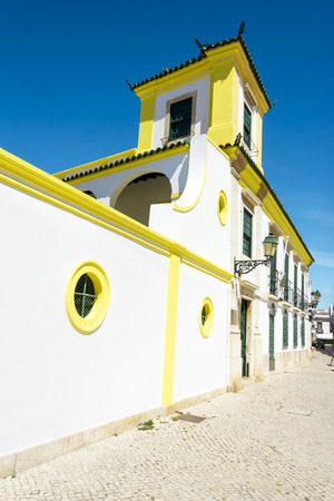 The street in historic center of Faro Portugal.の写真素材