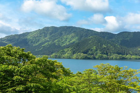 Ashinoko Lake in spring, Hakone, Japanの写真素材