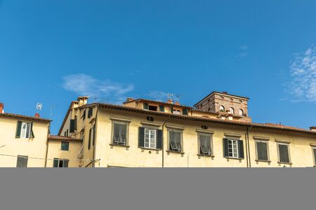 Old cozy street in Lucca, Italy. Lucca is a city and comune in Tuscany. It is the capital of the Province of Luccaの写真素材