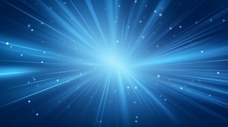 Abstract blue background with light rays and lens flare. Vector illustration.の写真素材