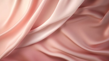 Closeup of rippled pink satin fabric texture background.の写真素材