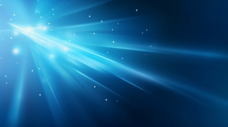 Abstract blue background with rays of light and lens flare. Vector illustration.の写真素材