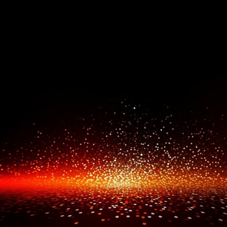 Abstract background with glowing particles. Vector illustration. Red and yellow lights.の写真素材