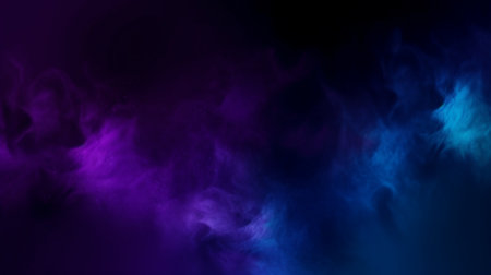 Purple and blue cloud of smoke on black background. Abstract backgroundの写真素材