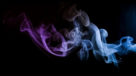 Smoke isolated on black background. Abstract background. Texture of smoke.の写真素材