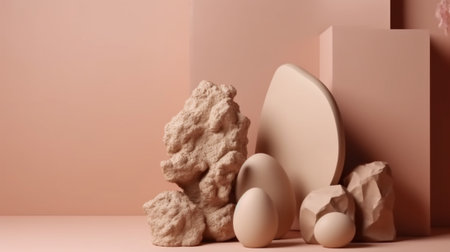 3d rendering of minimal still life composition with natural organic products.の写真素材