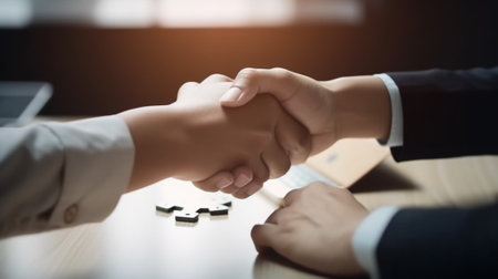 Business people shaking hands, finishing up a meeting. Handshake conceptの写真素材