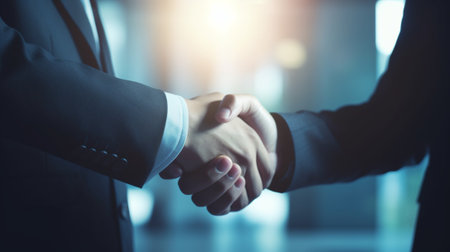 Business people shaking hands, finishing up a meeting. Business success concept.の写真素材