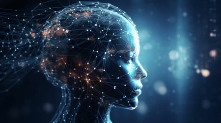 Conceptual image of artificial intelligence and machine learning 3D rendering