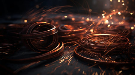 Industrial welding metal and sparks flying in the air. 3d renderingの写真素材