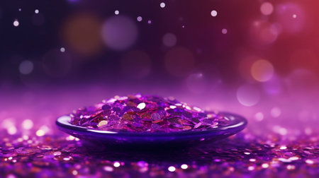 Purple glitter background with bokeh effect. 3d renderingの写真素材