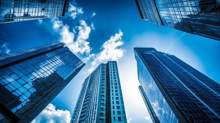 low angle view of modern skyscrapers in hongkong
