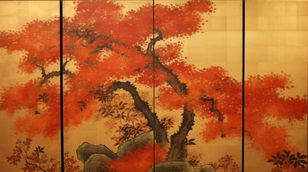 chinese style painting on temple wall, closeup of photo.の素材
