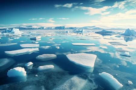 Icebergs floating in the sea. Global warming, climate change and global warming conceptの素材
