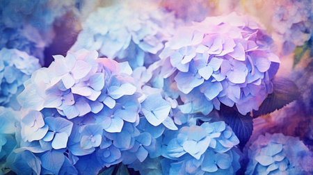 Blue hydrangea flower background. Hydrangea macrophyllaの素材