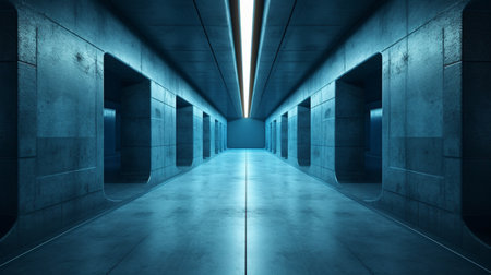 3D rendering. Futuristic interior corridor. Futuristic hallway.の素材