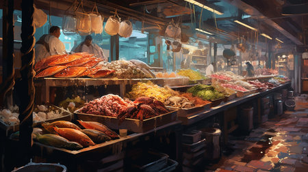 Traditional market stall in Istanbul, Turkey. Toned image. Vintage style.の素材
