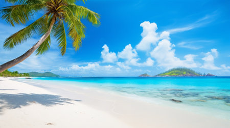 Beautiful beach at Seychelles, Praslin islandの写真素材