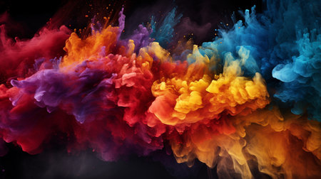 Colorful smoke isolated on black background. Abstract background for design.の写真素材