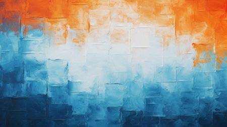 Blue and orange abstract background painted with watercolors. Can be used as a design elementの写真素材