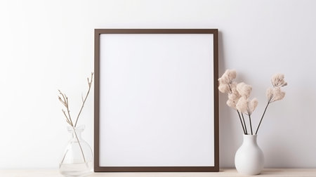 Mockup poster frame in modern interior background, 3d renderの素材