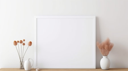 Mock up blank poster frame in interior background, 3D renderingの素材