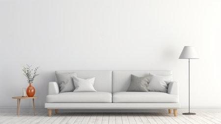 interior modern bright room with white sofa 3D rendering computer generated imageの素材
