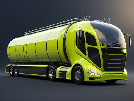 Modern green truck for transportation of bulk materials and products. 3d renderingの素材