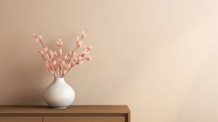 Vase with spring flowers on the table. 3d rendering.の素材