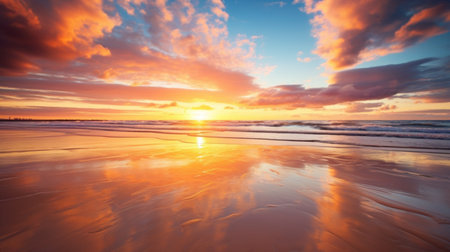 Beautiful sunset over the sea, long exposure. Seascape.の素材