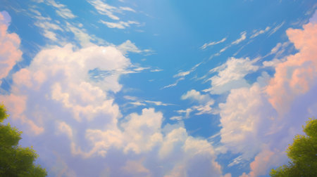 Beautiful clouds in the blue sky. 3d rendering, 3d illustration.の素材