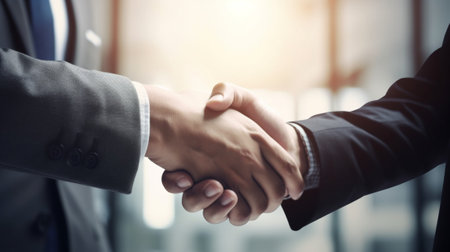 Business people shaking hands, finishing up a meeting. Teamwork conceptの素材