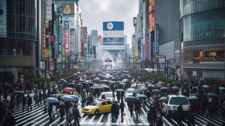 Shibuya Crossing in Tokyo, Japan. Tokyo is the capital and most populous metropolitan area of Japan.の素材