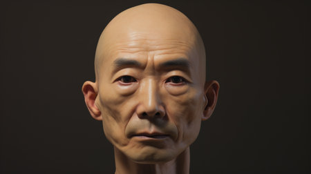 Portrait of a bald man with a sad expression on his faceの素材