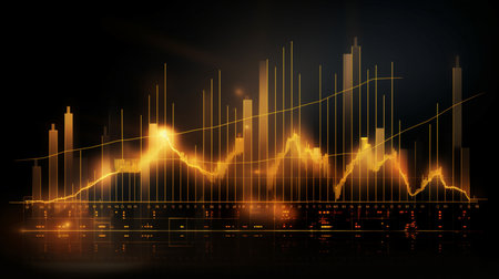 Stock market or forex trading graph and candlestick chart suitable for financial investment concept. Economy trends background for business idea and all art work design.の素材
