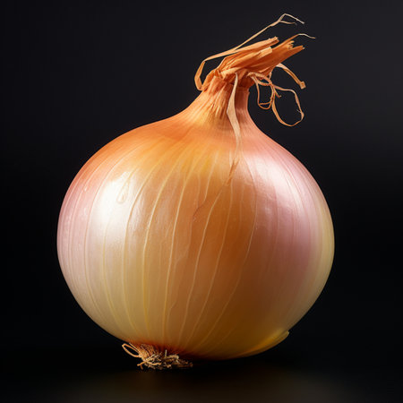 onion on a black background, close-up, studio shotの素材