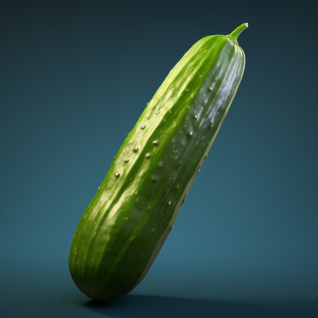 Cucumber isolated on blue background. 3d render illustration.の素材