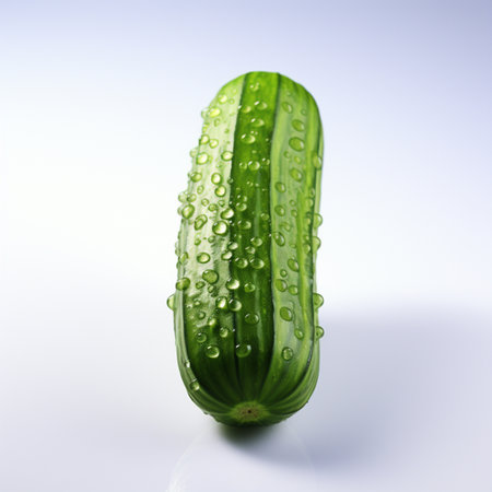 Cucumber with water drops on a white background. Studio shot.の素材