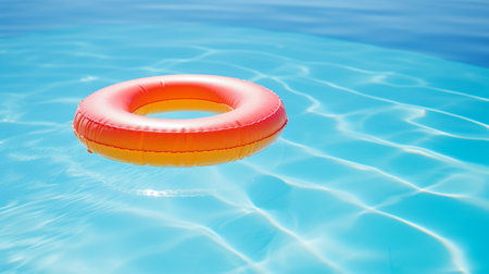 Inflatable ring floating in swimming pool. 3d render.の素材