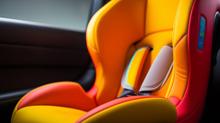 Colorful leather seats in a modern car. Interior of a modern car.の素材